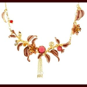 Les Nereides Golden Vegetation Enameled Necklace